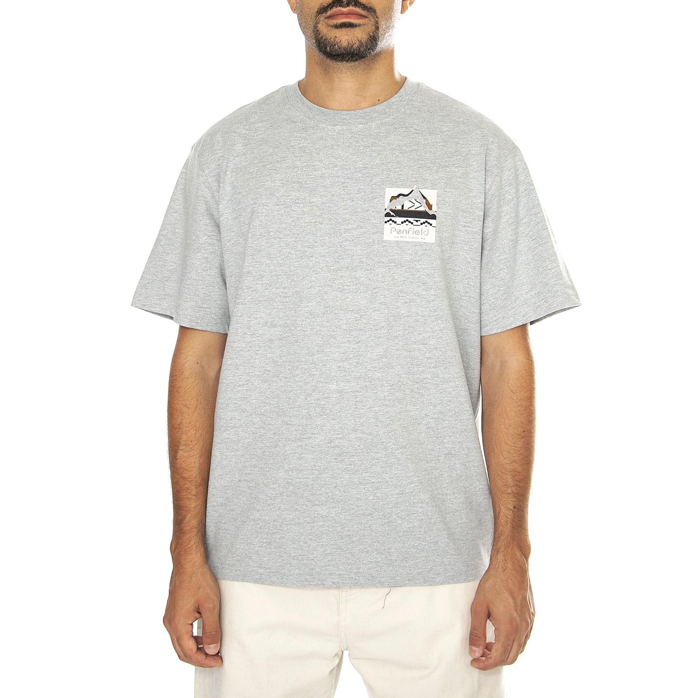 Geo Back Print T-Shirt Vintage Grey Heather - Maglietta Girocollo Uomo Grigia PFD0338-G59  PENFIELD 