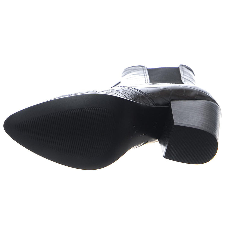 Patricia Croco Boots - Black - Stivaletti alla Caviglia Donna Neri SMSPATRICIA-BLKCRO  STEVE MADDEN 