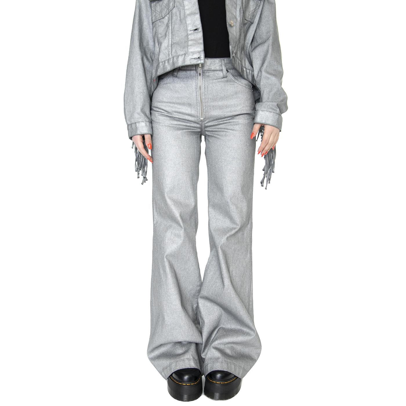 Wanderer Silver Relic - Pantaloni Denim Jeans Donna Argento W2H444M30  WRANGLER 