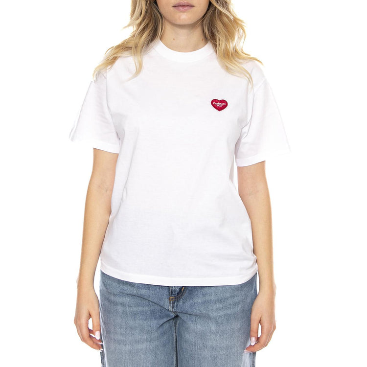 W Carhartt S/S Heart Patch T-Shirt - Bianca - Maglietta Donna I032318_1WZ_XX . CARHARTT WIP 