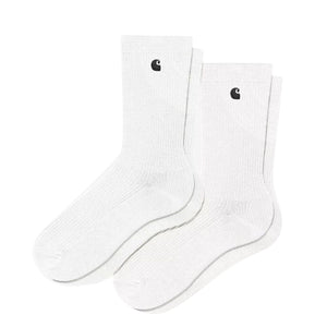 Madison Pack Socks White / Black + White / Black - Set da Due Paia di Calzini Bianchi con Logo C I034572.1A6XX  CARHARTT WIP 