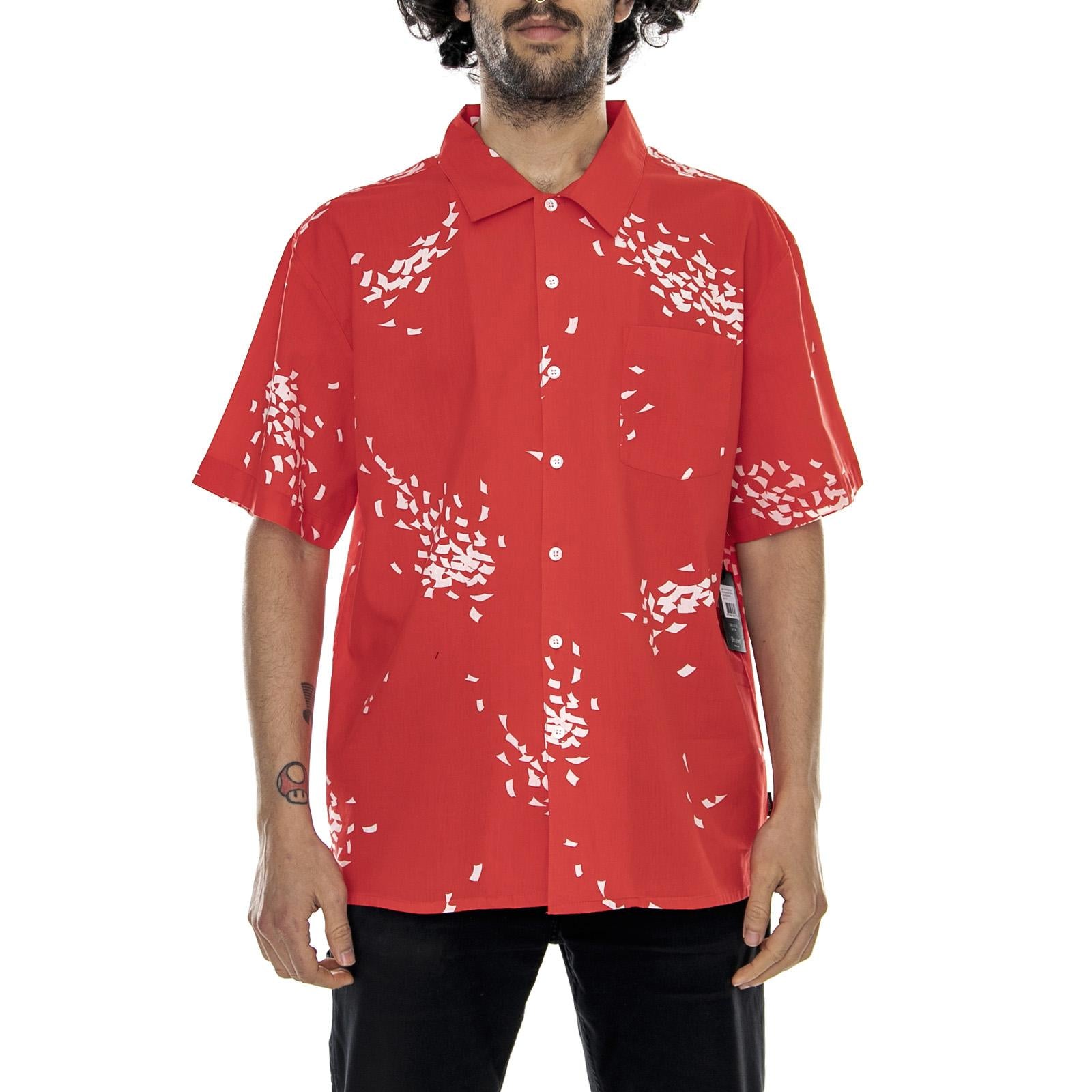 Lovitz Woven Red/White - Camicia Maniche Corte Uomo 01091-RDWHT . BRIXTON 
