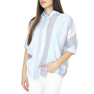 Relaxed One Pocket Shirt Ferris Blue - Camicia Maniche Corte Donna Bianca / Blu L51AVAA13  LEE 