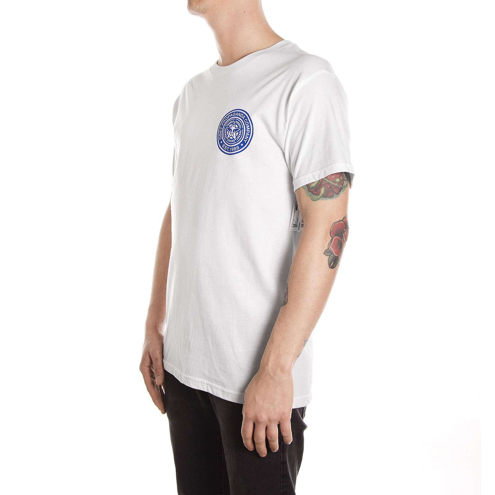 OBEY PROPAGANDA COMPANY PREMIUM S/S TEE WHITE / NAVY 165361201-WTNV  OBEY 