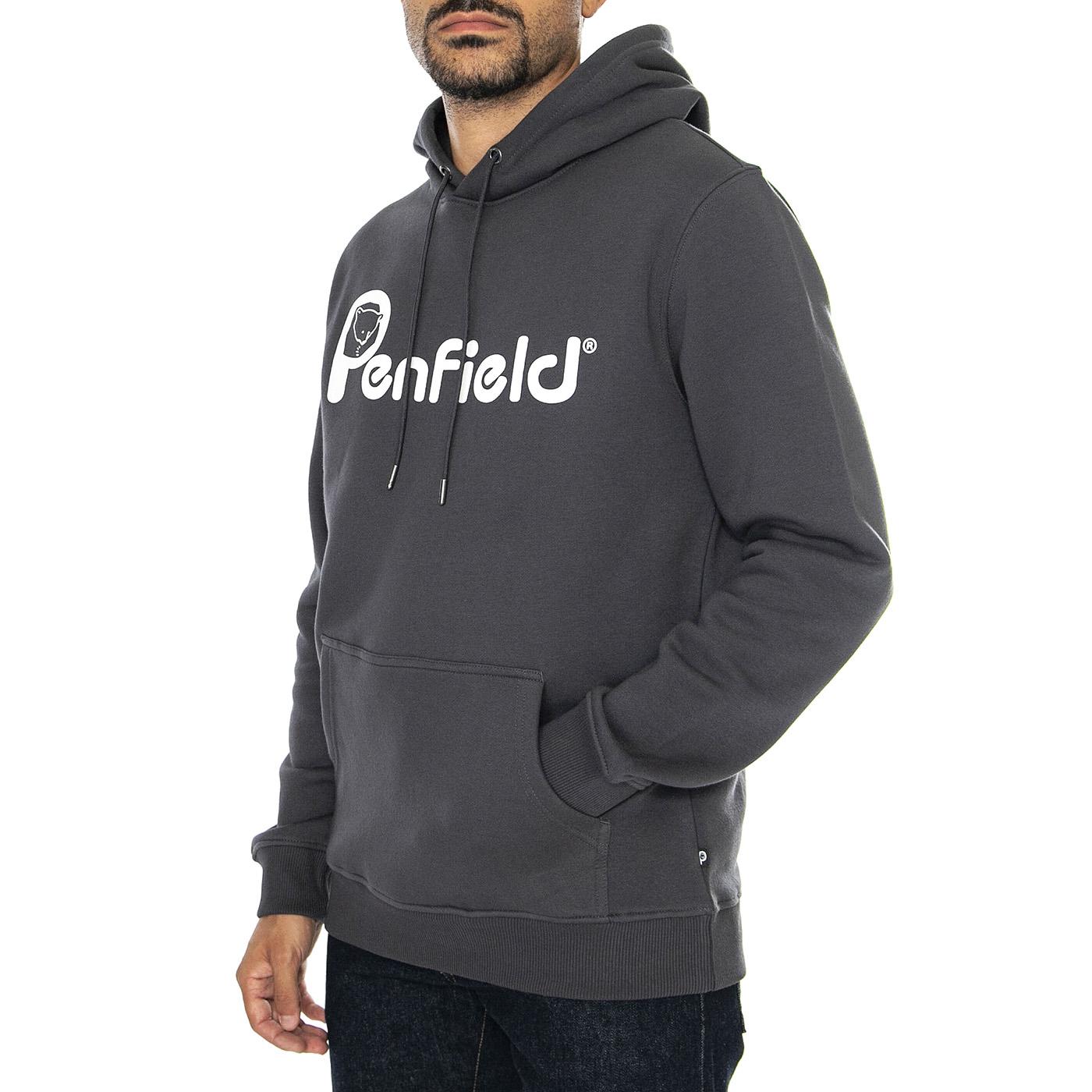 Penfield Bear Chest Print Hood Ebony - Felpa con Cappuccio Uomo Grigia PFD0035-B91  PENFIELD 