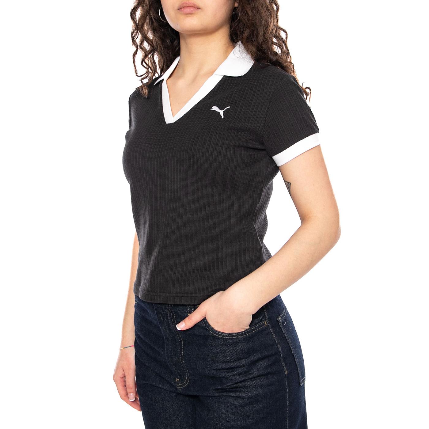 WARDROBE ESS Polo - Polo Donna Nera con Logo Puma 635395 01 PUMA 