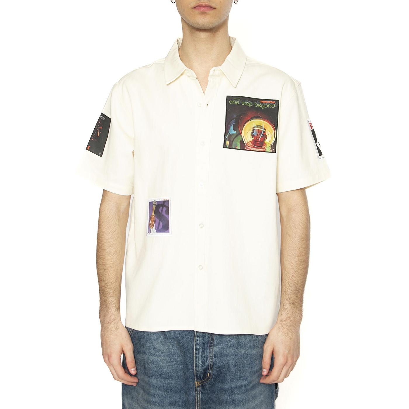 Stax Patches Button Up Natural - Camicia Maniche Corte Uomo Bianca BU00235-NATUR  HUF 