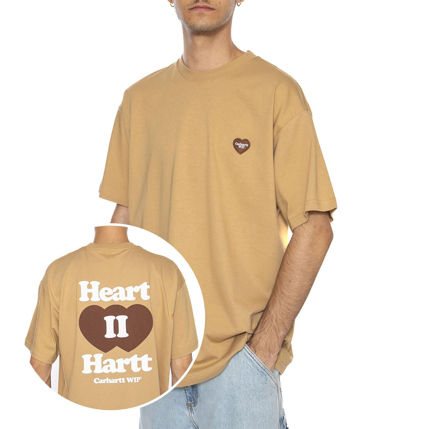 S/S Heart II Hartt T-Shirt Dusty H Brown - Maglietta Girocollo Uomo Marrone I035203.07EXX  CARHARTT WIP 