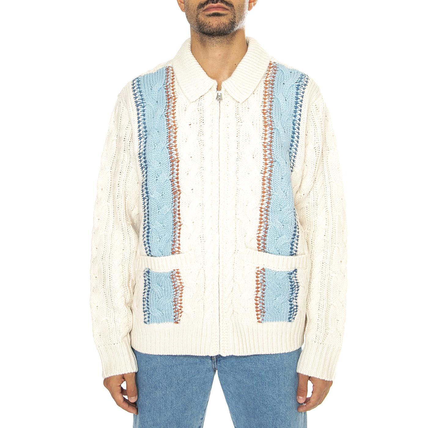 Ezra Zip Up Vardigan Unbleached Multi - Cardigan Uomo Multicolore 151010037-UBL  OBEY 