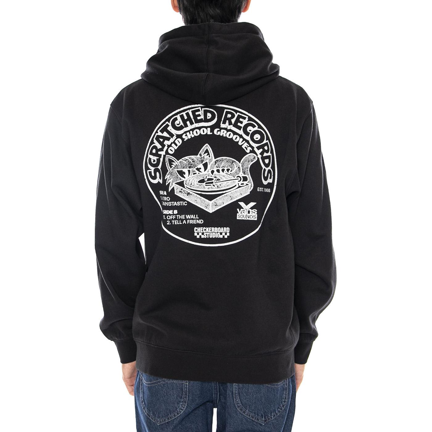 Scratched Records Pullover Hoodie Black - Felpa con Cappuccio Uomo Nera VN000PA9 BLK1 VANS 