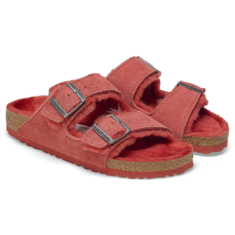 W' Arizona Shearling Sienna Red, Suede Leather Sandals - Sandali Donna Rossi 1025710  BIRKENSTOCK 