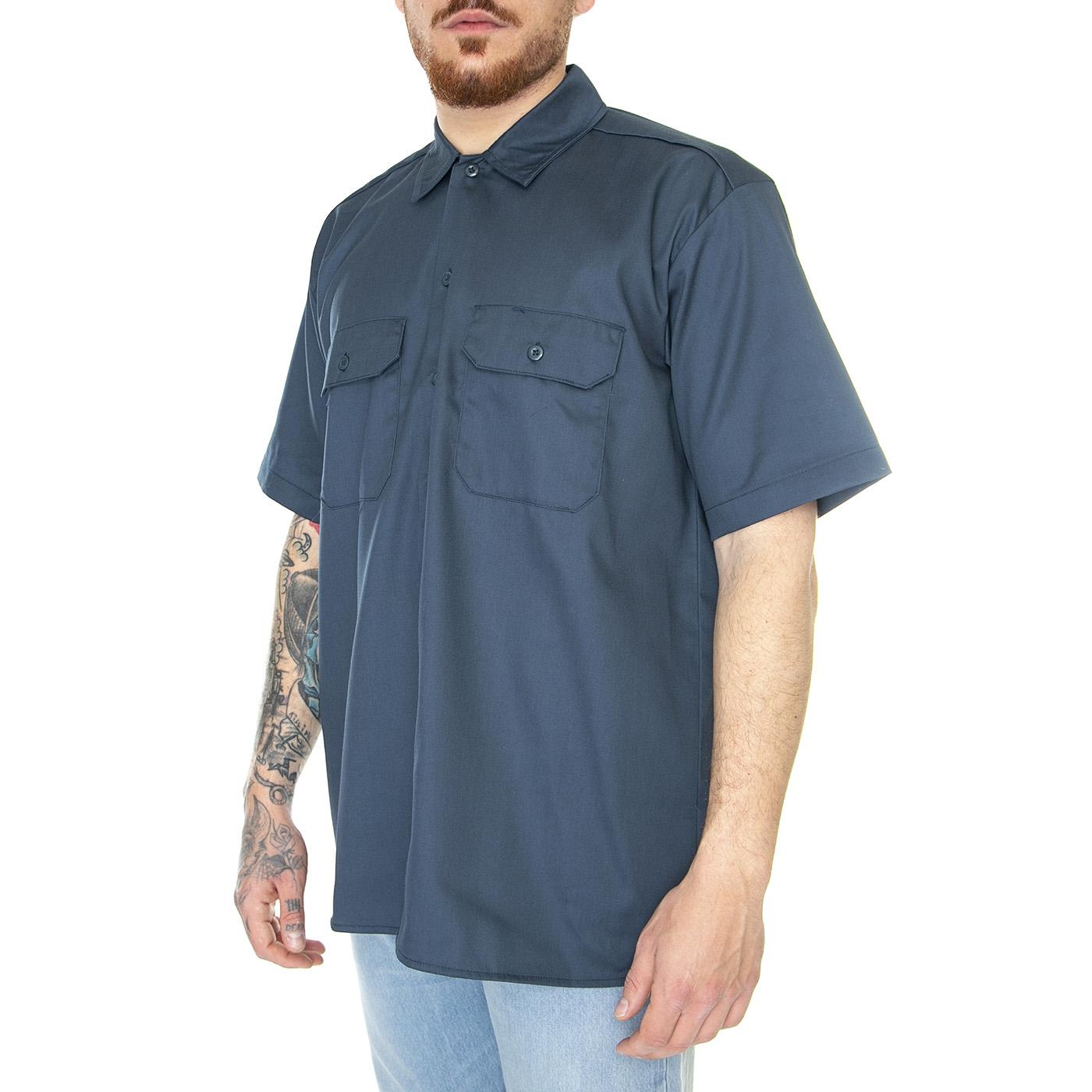 Work Shirt SS Rec Air Force Blue - Camicia Maniche Corte Uomo Blu DK0A4XK7AF01  DICKIES 