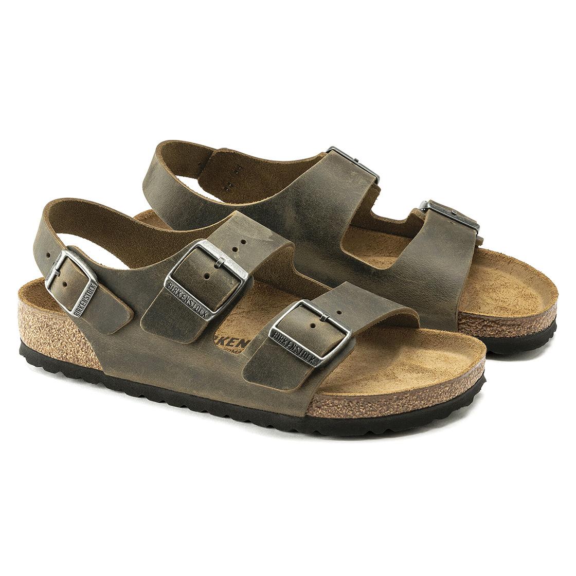 Milano Faded Khaki, Oiled Leather - Sandali Uomo / Donna Verdi - Calzata Regolare 1019454  BIRKENSTOCK 