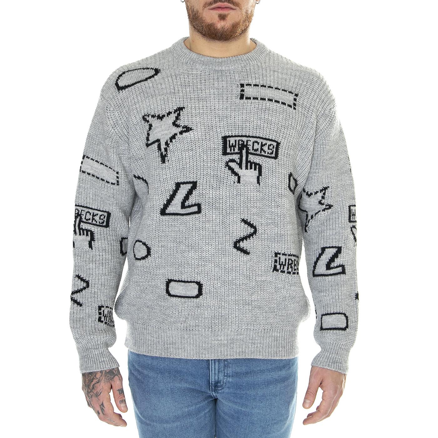 Drop Down Sweater Grey Heather - Maglione Girocollo Uomo Grigio I032947.V6.67.  EDWIN 