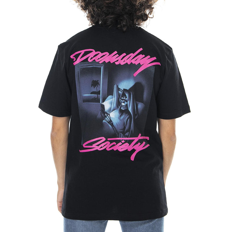 Mens Boring Night T-Shirt - Black - Maglietta Girocollo Uomo Nera 0246BLK . DOOMSDAY 