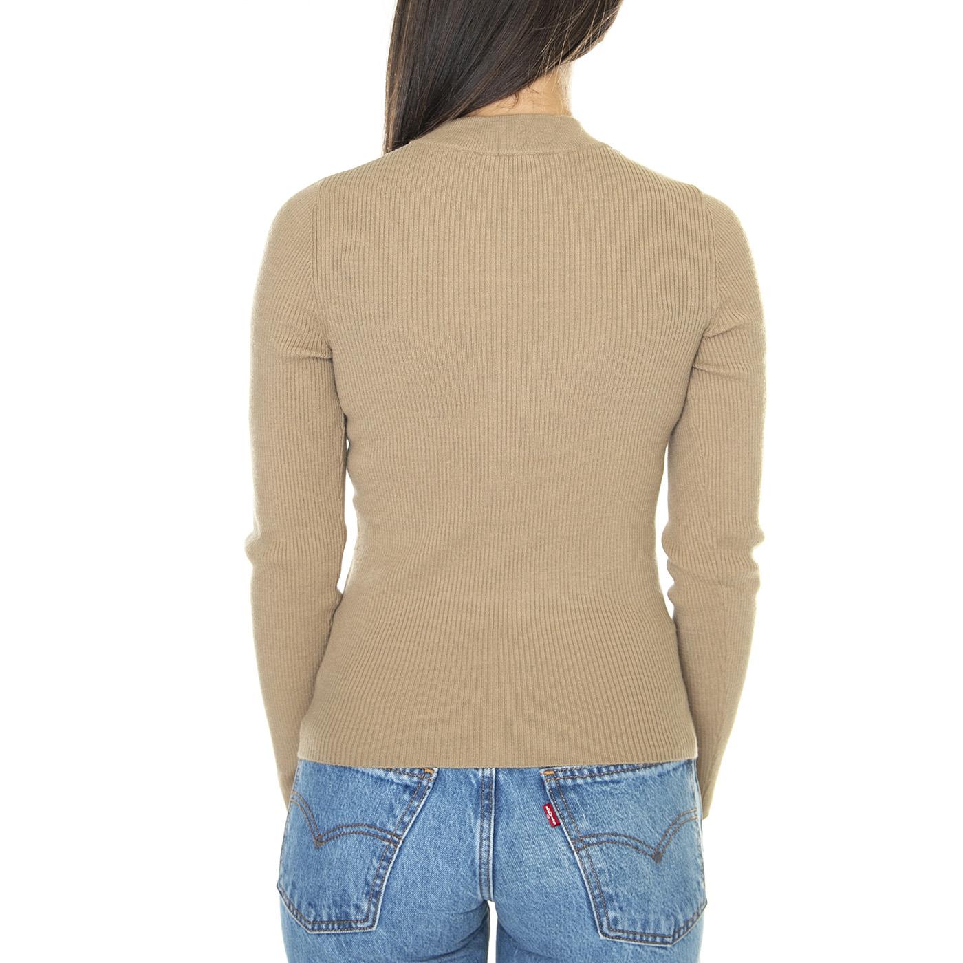 Crew Rib Sweater Travertine Neutral - Maglione Donna Marrone A0719-0017  LEVIS 