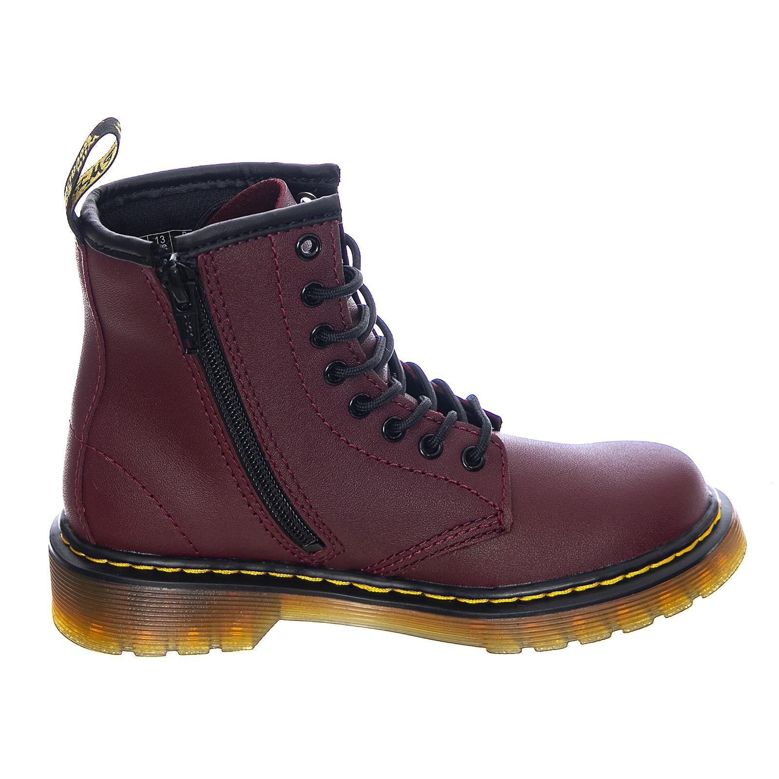 Junior 1460 Boots - Cherry Red Softy - Stivali Stringati Profilo Medio Ragazzi Bordeaux DMK1460CR15382601  DR.MARTENS 