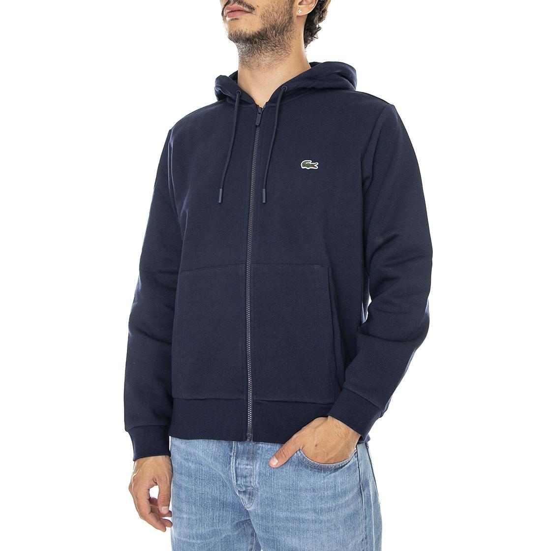 Sweatshirt-166 - Felpa con Cappuccio e Zip Uomo Blu SH9626-166  LACOSTE 