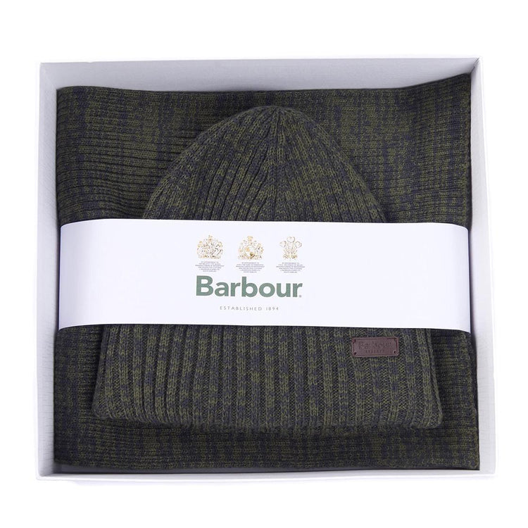 Crimdon Beanie Scarf Gift Set Olive Twist - Set Cappellino a Cuffia e Sciarpa Verde 222MMGS0019-OL71  BARBOUR 