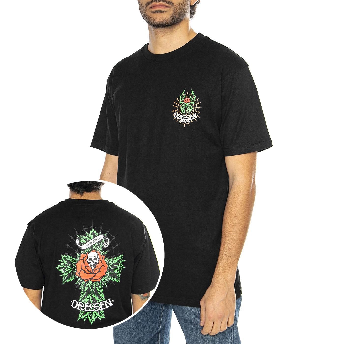 Dressen Rose Cross Black - Maglietta Girocollo Uomo Nera SCA-TEE-11674  SANTA CRUZ 