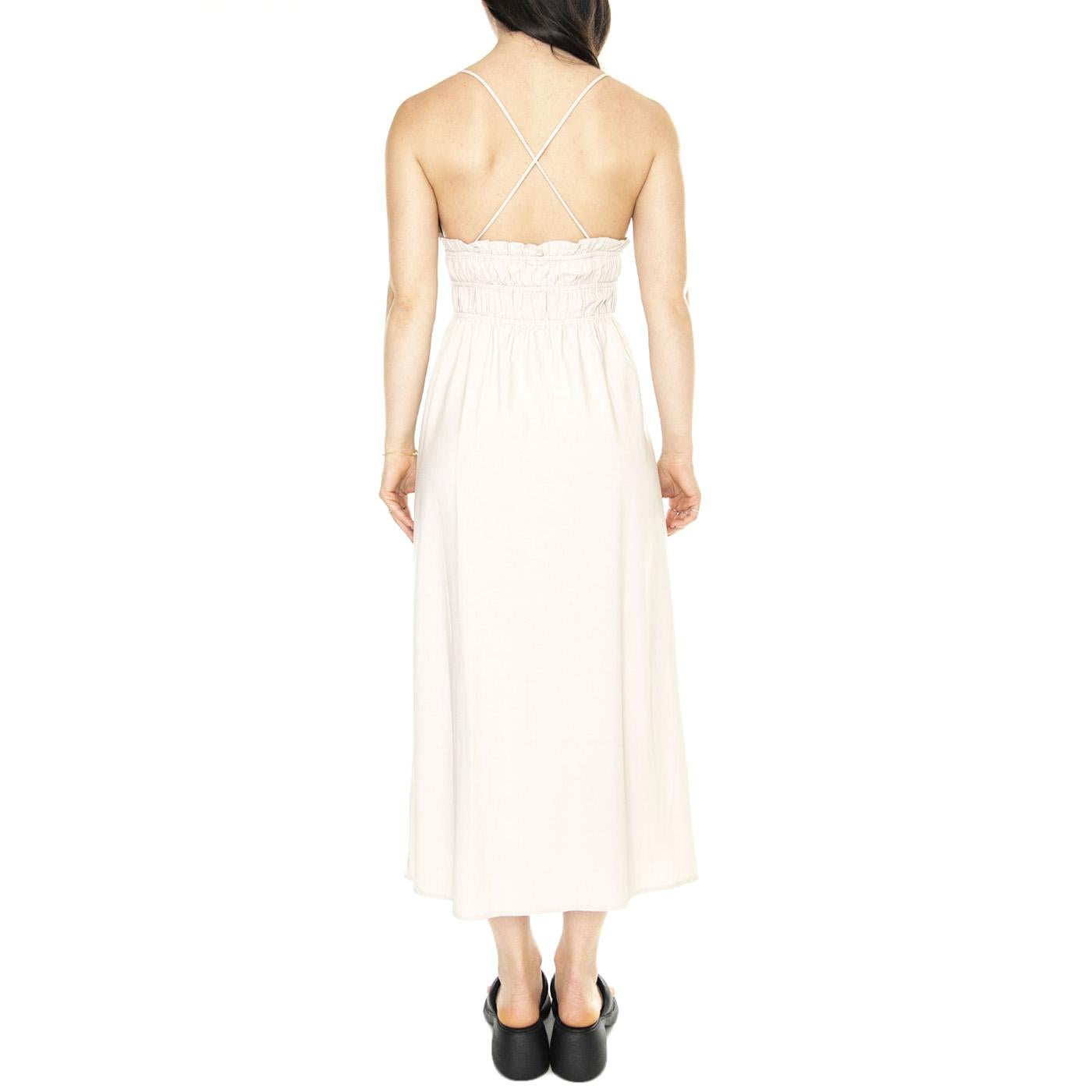 Vestido Midi Satinado Tirantes Blanco - Abito Donna Bianco 41W/11238  WILD PONY 