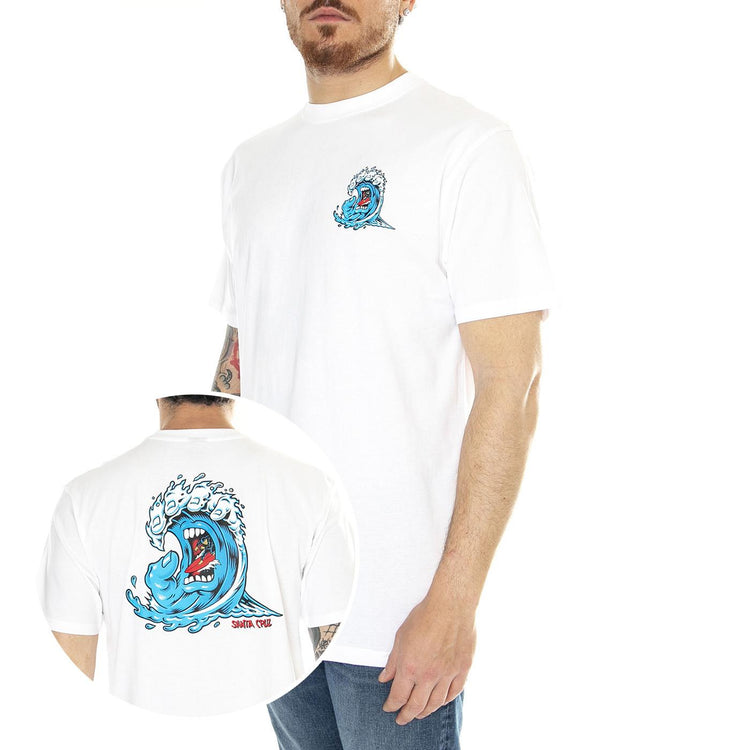 Screaming Wave White - Maglietta Girocollo Uomo Bianca SCA-TEE-10629  SANTA CRUZ 
