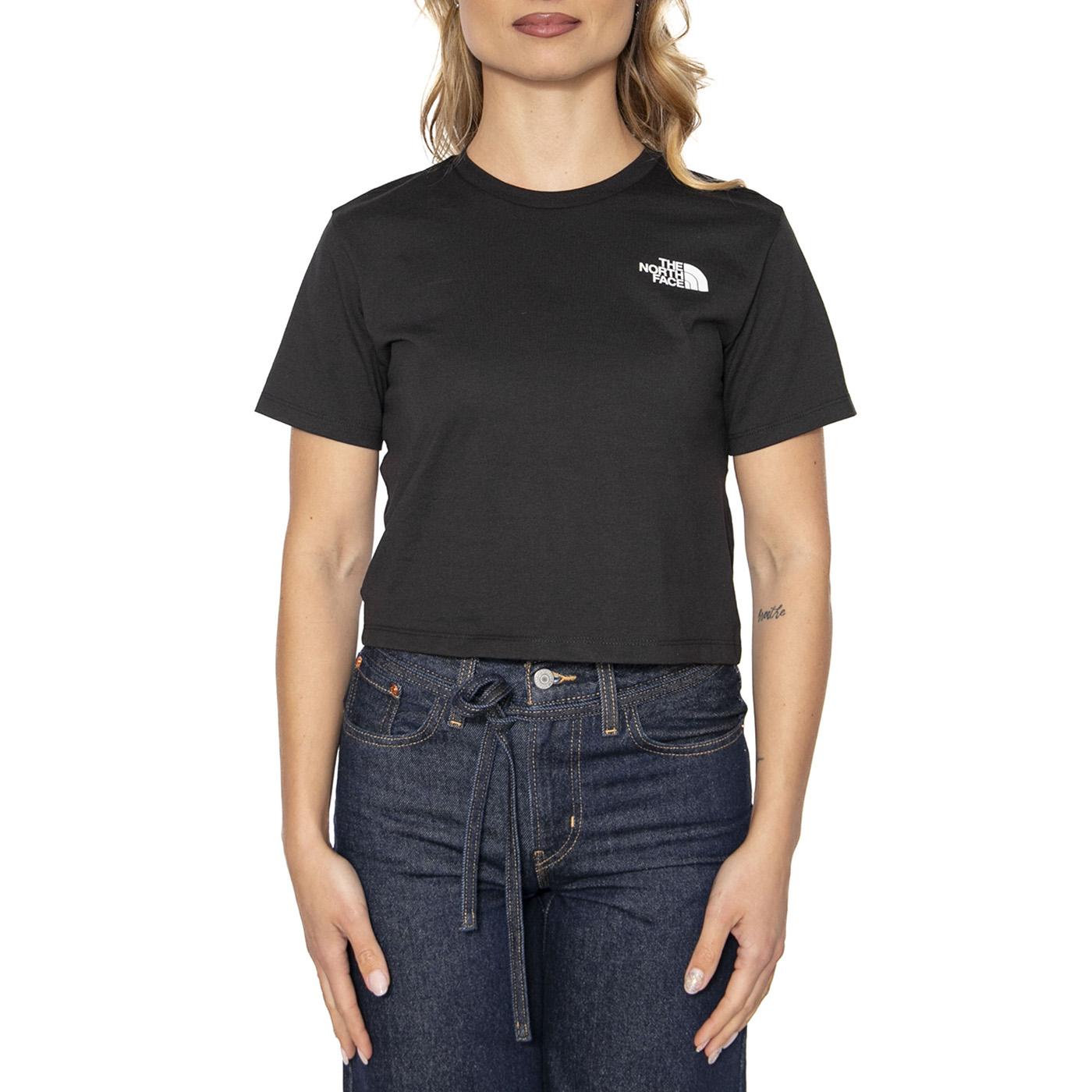 Women's Simple Dome Cropped Slim Tee - Maglietta Girocollo Donna Nera NF0A87U4JK31  THE NORTH FACE 