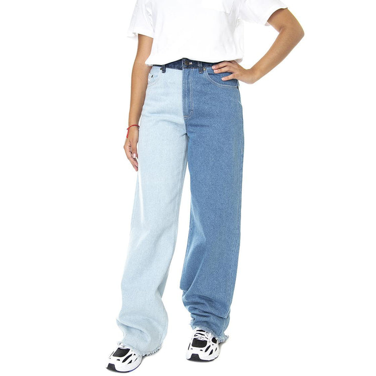 Og Block Denim Wide Leg Pants Blue - Pantaloni Denim Jeans Donna Blu KRCKW213-050-1  KARL KANI 