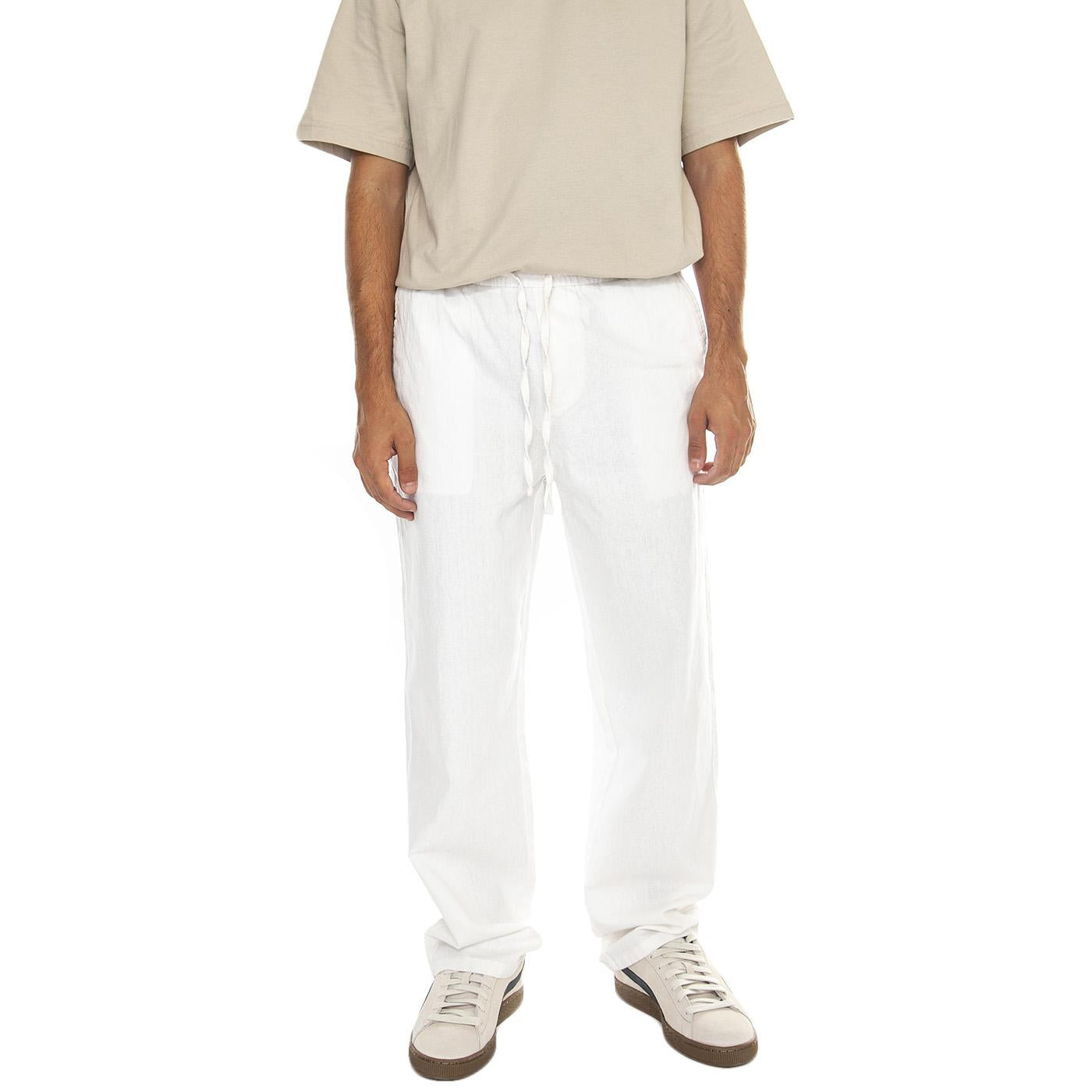 Sinus Loose 0007 Cot Lin Pant Noos Bright White - Pantaloni Uomo Bianchi 22028267-Bright White  ONLY & SONS 
