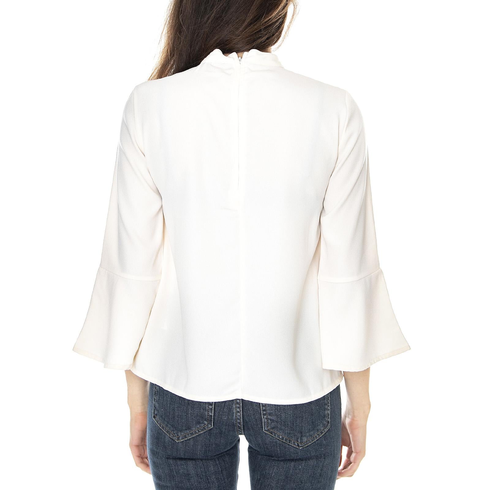 Chiara 3/4 Choker T-Shirt - Pristine White - Maglietta Girocollo Donna Bianca 10191085-Nessuno  VERO MODA 