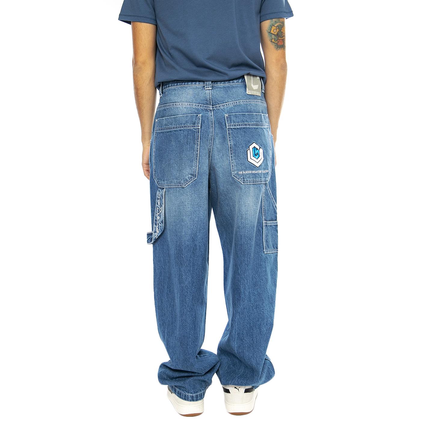 R-Blue-L Used Light Blue - Pantaloni Denim Jeans Uomo Blu R-BLUE-L  BLUESKIN 