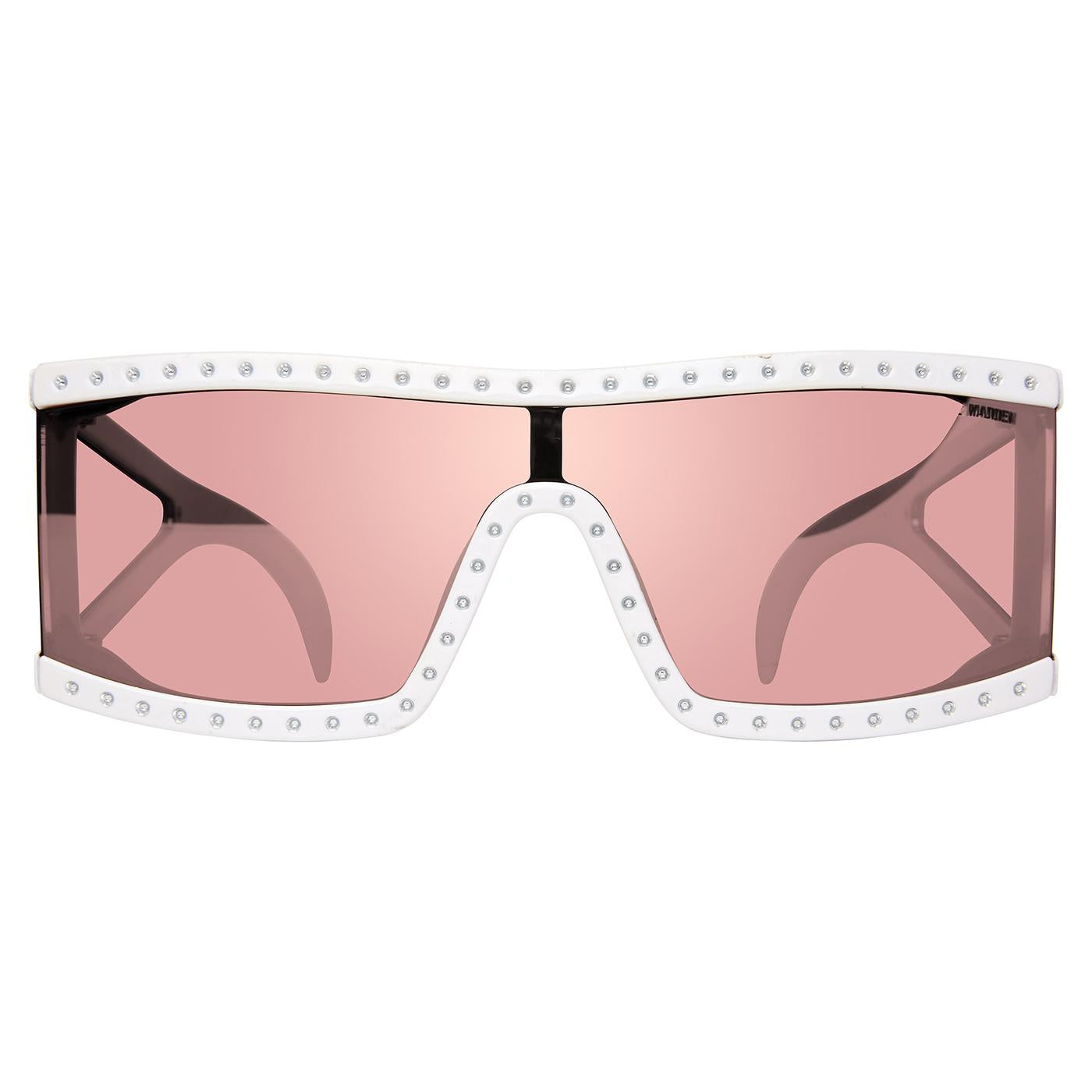 Jagger White Opaque Silver Glitter Rose Flash - Occhiali da Sole Bianchi SMAX17248  STEVE MADDEN 