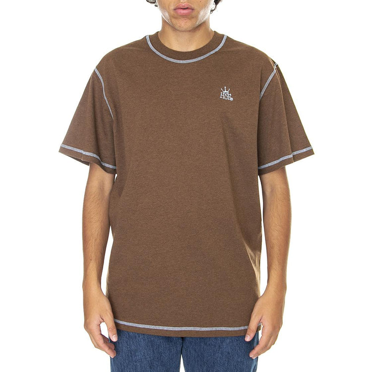 Contrast Crown Relaxed Brown Heather - Maglietta Girocollo Uomo Marrone KN00369-BRHTR  HUF 