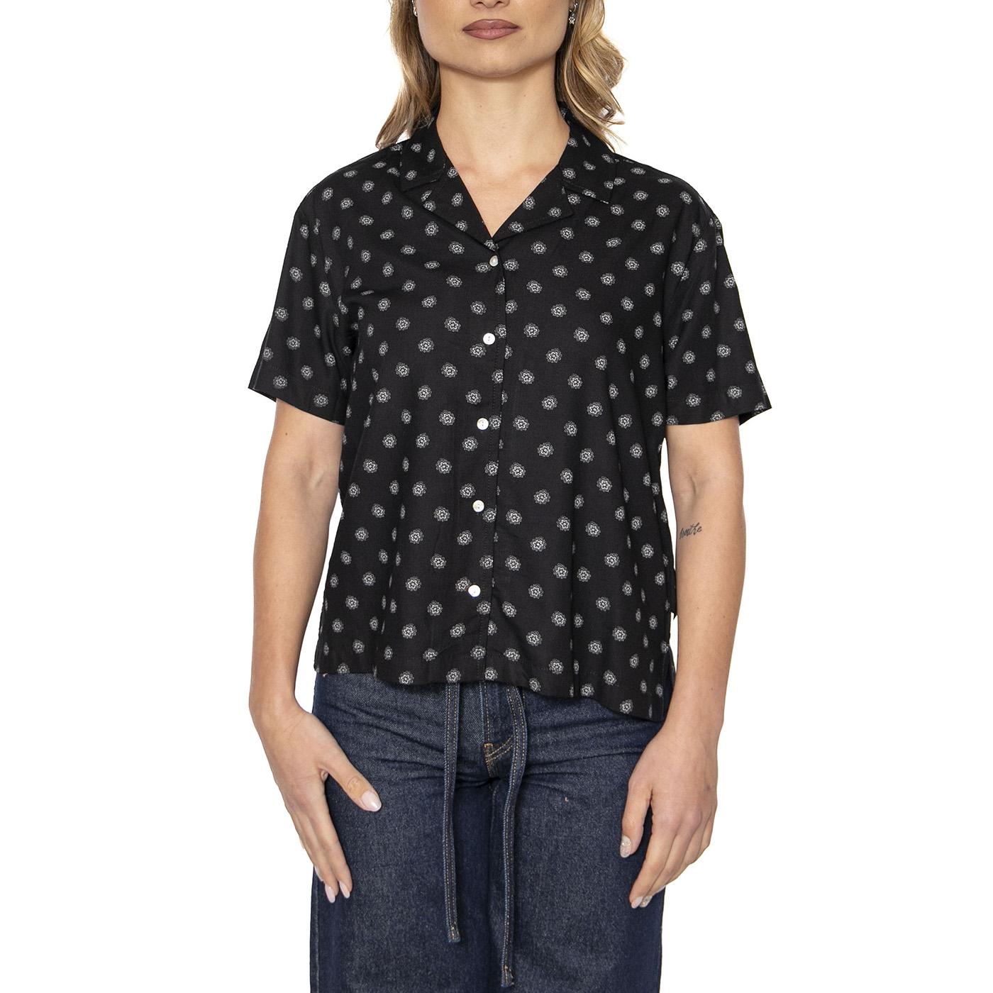 Bunker Daist Dot S/S Woven Black - Camicia Maniche Corte Donna Nera 01289-BLACK . BRIXTON 