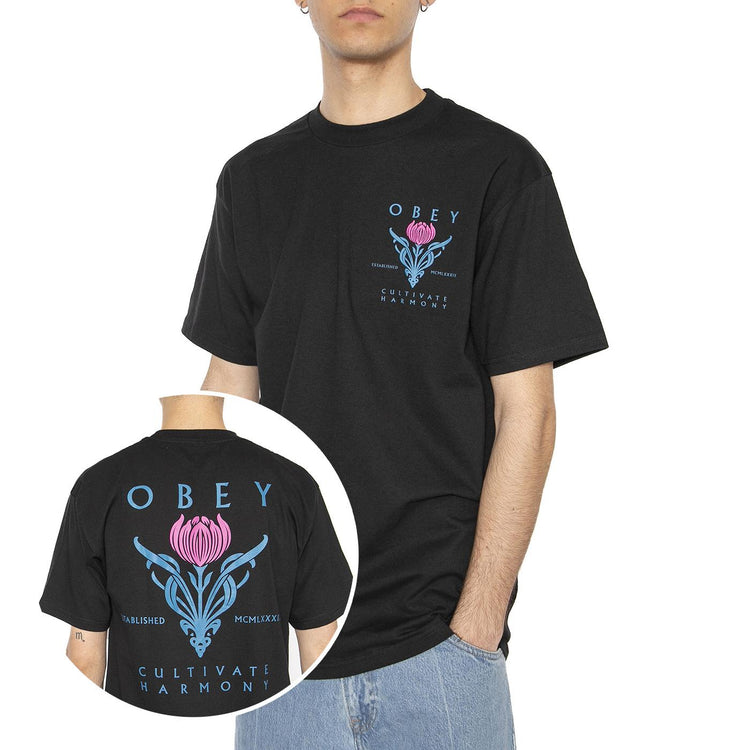 Obey Cultivate Harmony Classic Tee Black - Maglietta Girocollo Uomo Nera 165263796-BLK  OBEY 