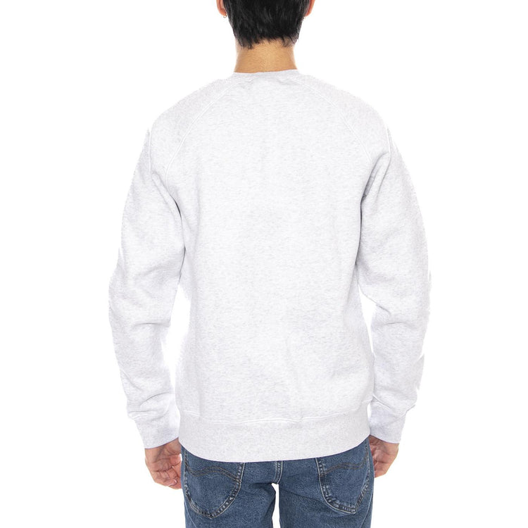 Chase Sweat Ash Heather / Gold - Felpa Girocollo Uomo Grigia I033660.00JXX  CARHARTT WIP 