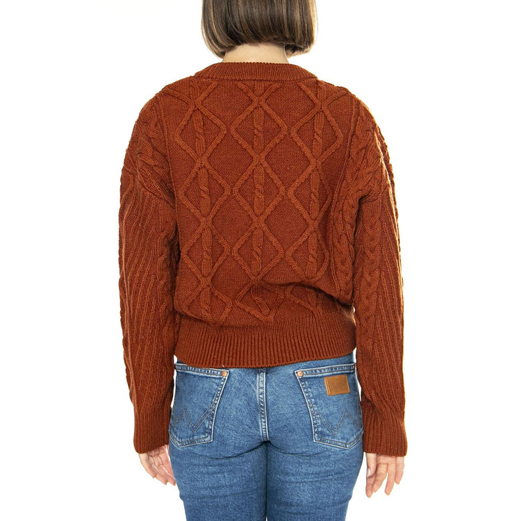 Cable Knit Sweater Gingerbread - Maglione Donna Marrone 112356473-RUS/COPPER  WRANGLER 