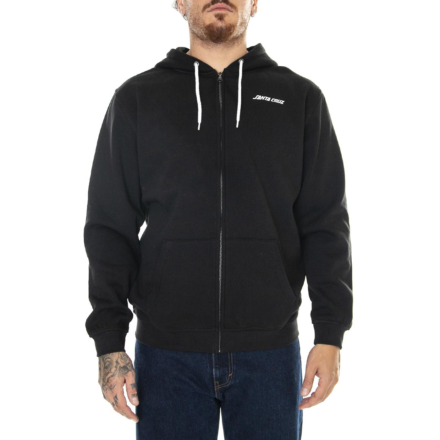 M' Screaming Flash Zip Hood Black - Felpa con Cappuccio Uomo Nera Screaming Flash Zip Hood Black  SANTA CRUZ 