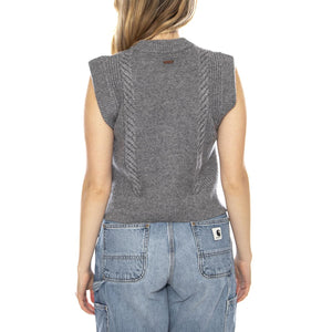 Ines Cable Sweater Vest Mid Heather Gray -- Gilet Donna Grigio 0038D-0001 . LEVIS 