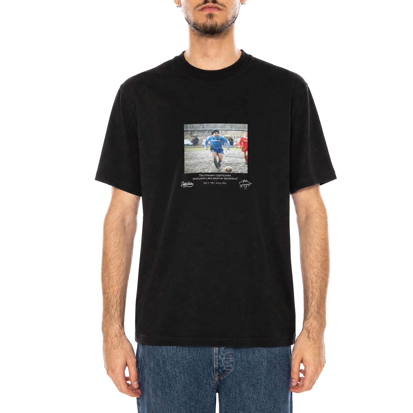 "Partita del Fango" Tee Black - Maglietta Maradoa Girocollo Uomo Nera TS1367 T4-01 DOLLY NOIRE 