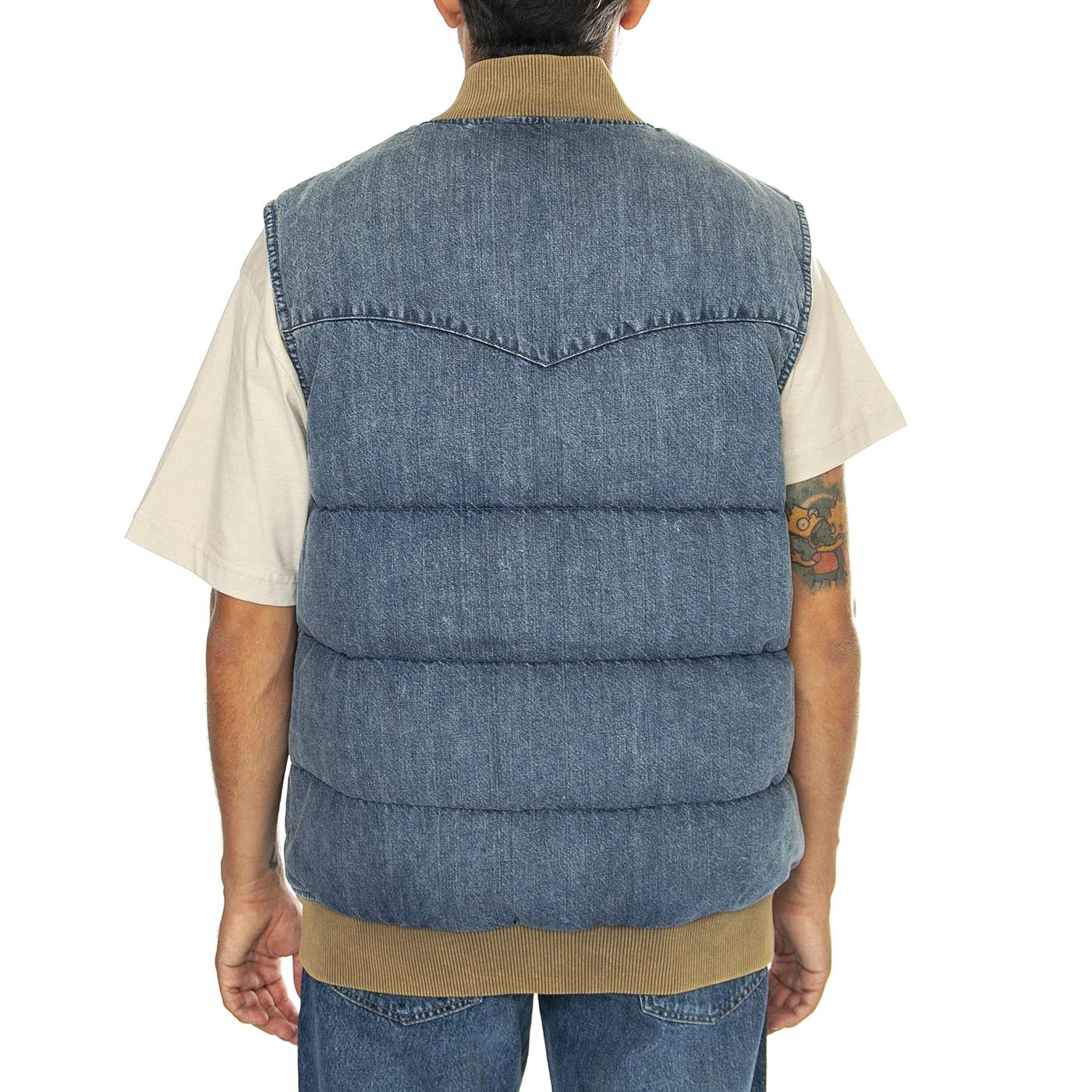 Western Super Puff Vest Slightly Sidetra Med Indigo Worn In - Giacca Smanicata Uomo Demin Jeans Blu A9128-0000  LEVIS 