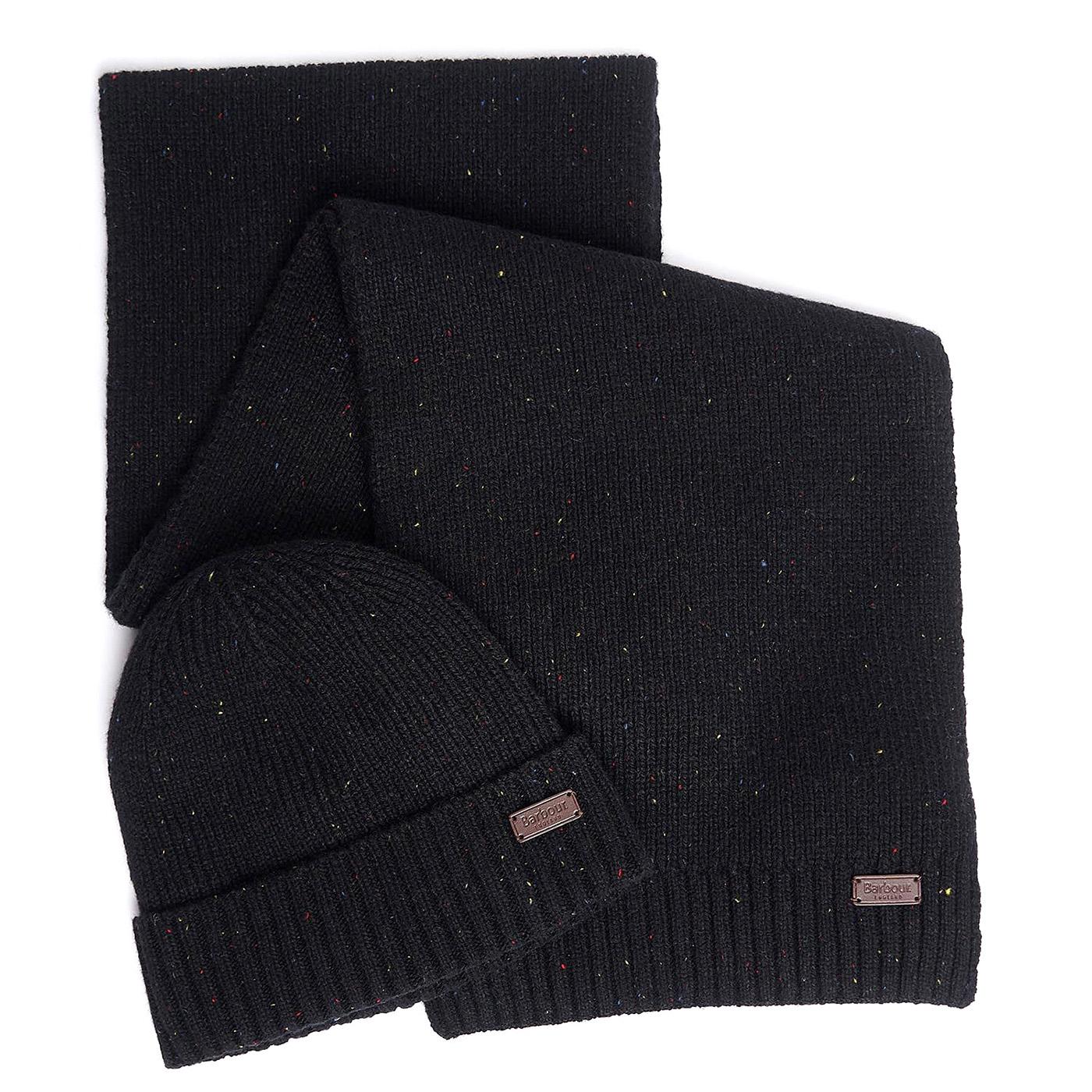 Carlton Fleck Beanie & Scarf Black - Sciarpa e Cappello Nero MGS0047-BK31-FW23  BARBOUR 