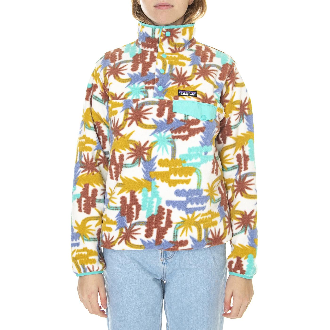 W's LW Synch Snap-T P/O Tree Connection Big: Fresh Teal - Felpa Collo Alto Donna Multicolore 25455-TRET  PATAGONIA 