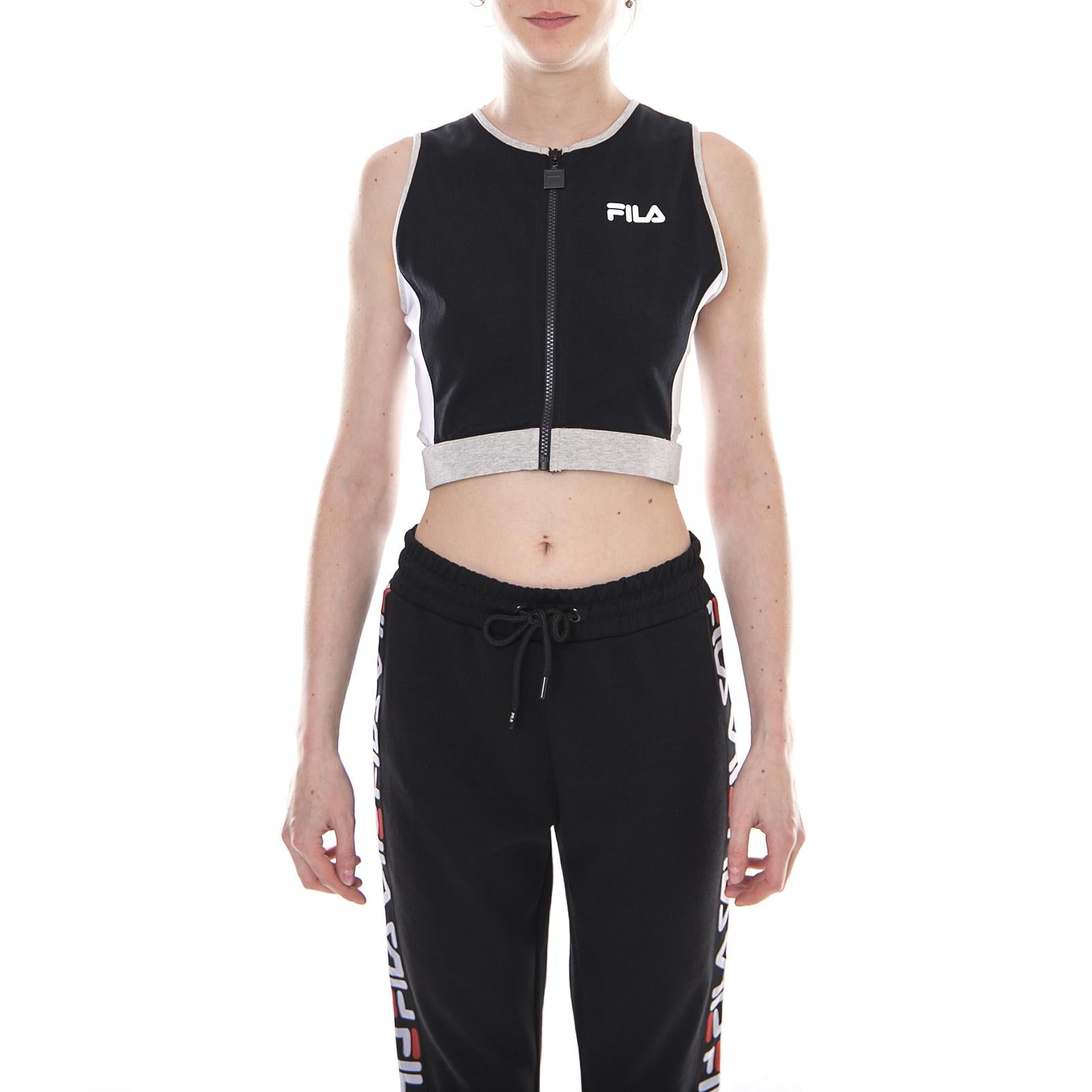 Tally Zip Thro Crop Top black-white 684322-342  FILA 