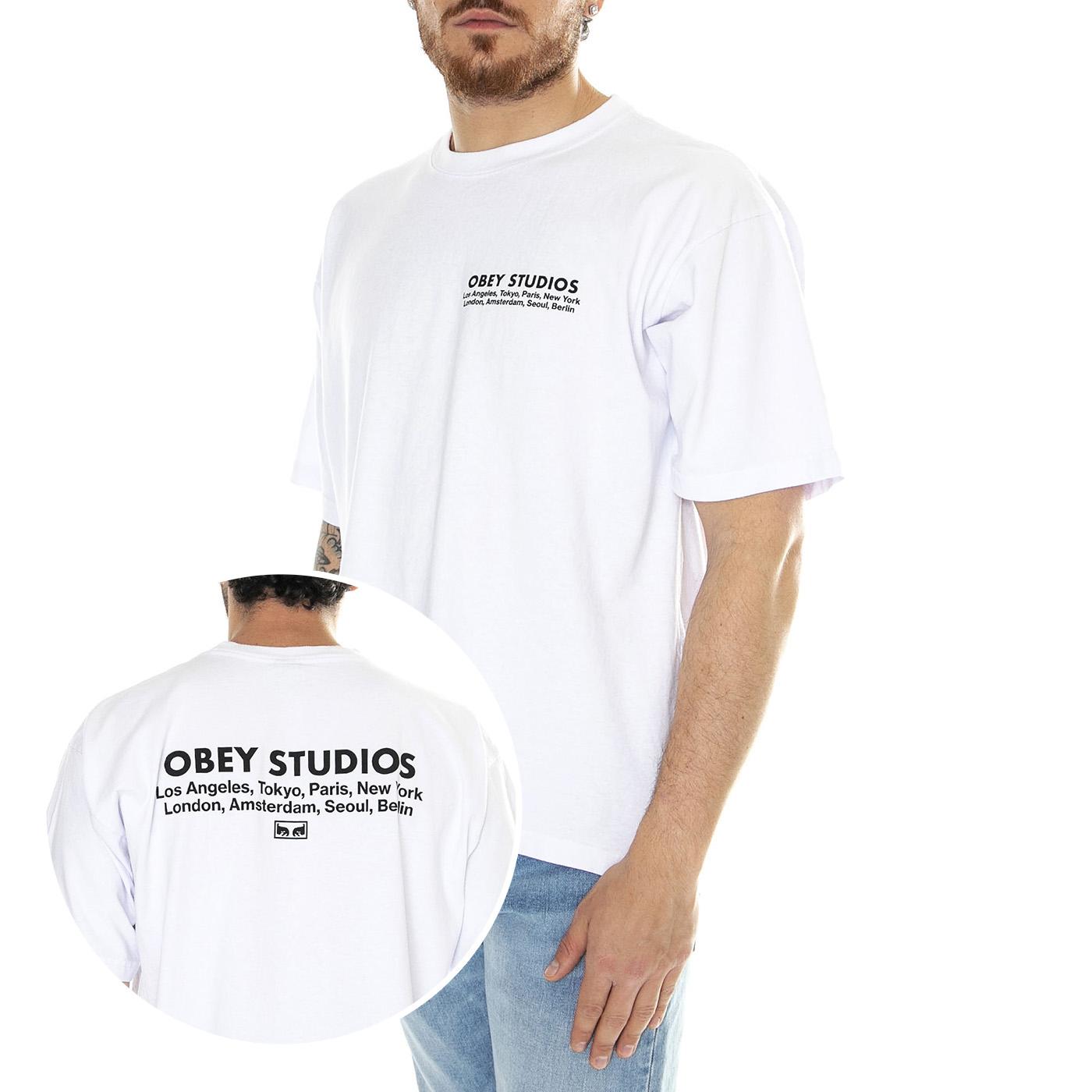 Obey Studios Eye Heavyweight Classic Box Tee White - Maglietta Girocollo Uomo Bianca 166913717-WHT  OBEY 