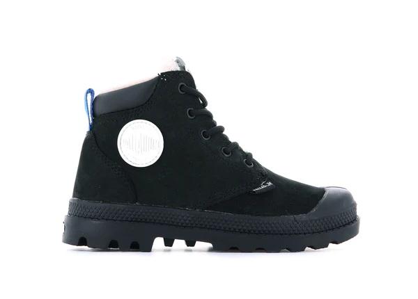 Pampa Hi Cuff Wps Oz Black / Black - Scarpe Stringate Profilo Alto Bambini Nere PAK57217-010-M  PALLADIUM 
