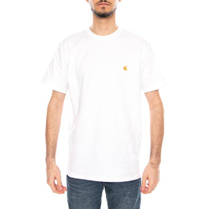 S/S Chase T-Shirt White / Gold - Maglietta Girocollo Uomo Bianca I026391 00RXX CARHARTT WIP 