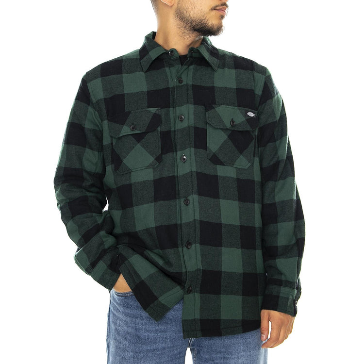 Lansdale Shirt - Pine Green - Camicia Uomo Verde 05 200292-PG . DICKIES 