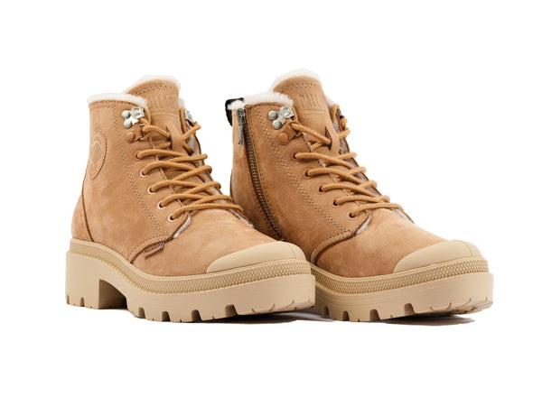 Pallabase Nbk Zip Wl Ochre Tan - Scarpe Stringate Profilo Alto Donna Marroni PAS98867-223-M  PALLADIUM 