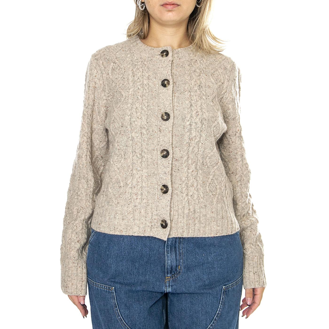 Primrose Cable Cardigan Oatmeal Heather Marl Neutral - Cardigan Donna Beige A8920-0004  LEVIS 